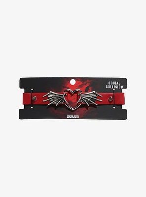 Social Collision Heart Bat Wing Spike Choker