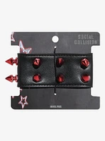 Social Collision Black & Red Spike Cuff Bracelet