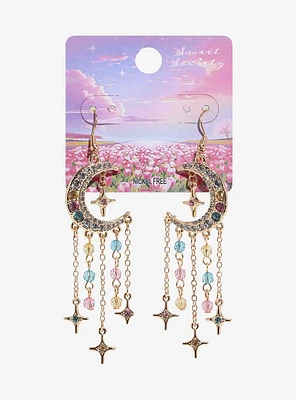 Sweet Society Moon Dangling Star Drop Earrings