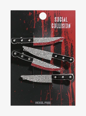 Social Collision Bloody Knife Rhinestone Hair Clip Set