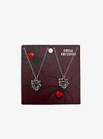 Social Collision Heart Spiderweb Best Friend Necklace Set