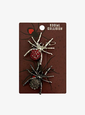 Social Collision Bejeweled Spider Hair Clip Set