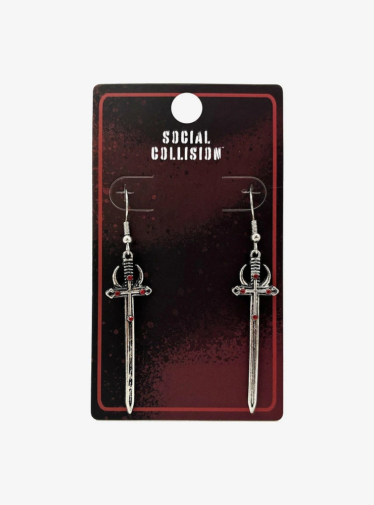 Social Collision Crescent Moon Dagger Earrings