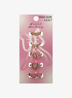 Sweet Society Bow Heart Ring Set