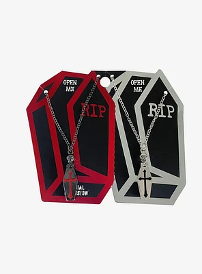 Social Collision Skeleton Coffin Best Friend Locket Necklace Set