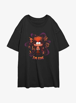 Disney Pixar Inside Out 2 Anxiety I Am Fine Girls Oversized T-Shirt