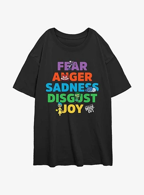 Disney Pixar Inside Out 2 All The Emotions Girls Oversized T-Shirt