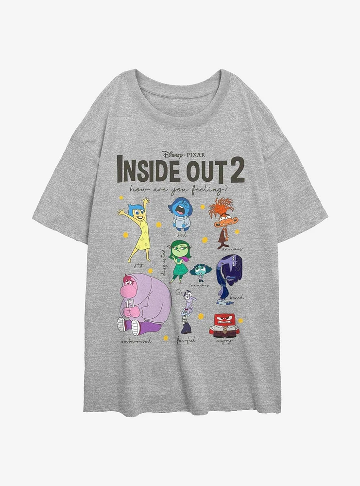 Disney Pixar Inside Out 2 Textbook Of Emotions Girls Oversized T-Shirt