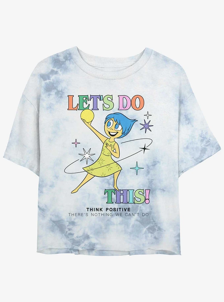 Disney Pixar Inside Out 2 Let's Do This Joy Womens Tie-Dye Crop T-Shirt