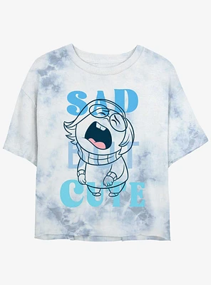 Disney Pixar Inside Out 2 Sad But Cute Womens Tie-Dye Crop T-Shirt