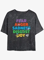 Disney Pixar Inside Out 2 All The Emotions Womens Mineral Wash Crop T-Shirt