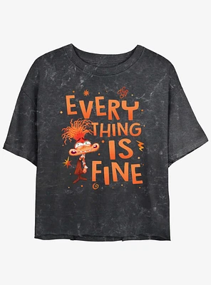 Disney Pixar Inside Out 2 This Is Fine Womens Mineral Wash Crop T-Shirt