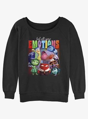 Disney Pixar Inside Out 2 Feel Your Emotions Womens Slouchy Sweatshirt