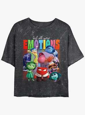 Disney Pixar Inside Out 2 Feel Your Emotions Womens Mineral Wash Crop T-Shirt