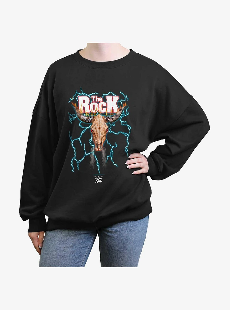 WWE The Rock Bull Skull Girls Oversized Sweatshirt