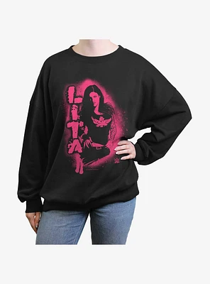 WWE Lita Stencil Portrait Girls Oversized Sweatshirt