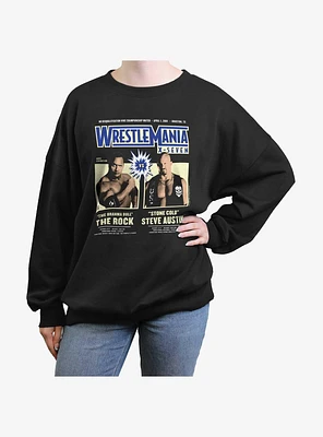 WWE WrestleMania X7 The Rock Vs Steve Austin Girls Oversized Sweatshirt