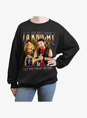 WWE LA Knight Let Me Talk To Ya Collage Girls Oversized Sweatshirt