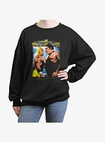 WWE RetroMania Hulk Hogan vs Andre The Giant Girls Oversized Sweatshirt