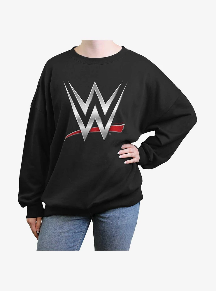 WWE Chrome Logo Girls Oversized Sweatshirt