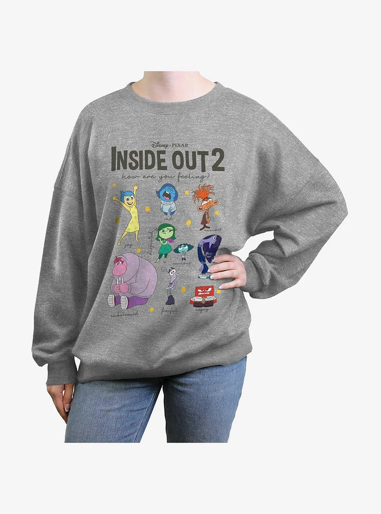 Disney Pixar Inside Out 2 Textbook Of Emotions Womens Oversized Sweatshirt