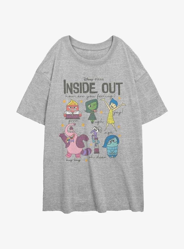 Disney Pixar Inside Out 2 All The Feels Womens Oversized T-Shirt