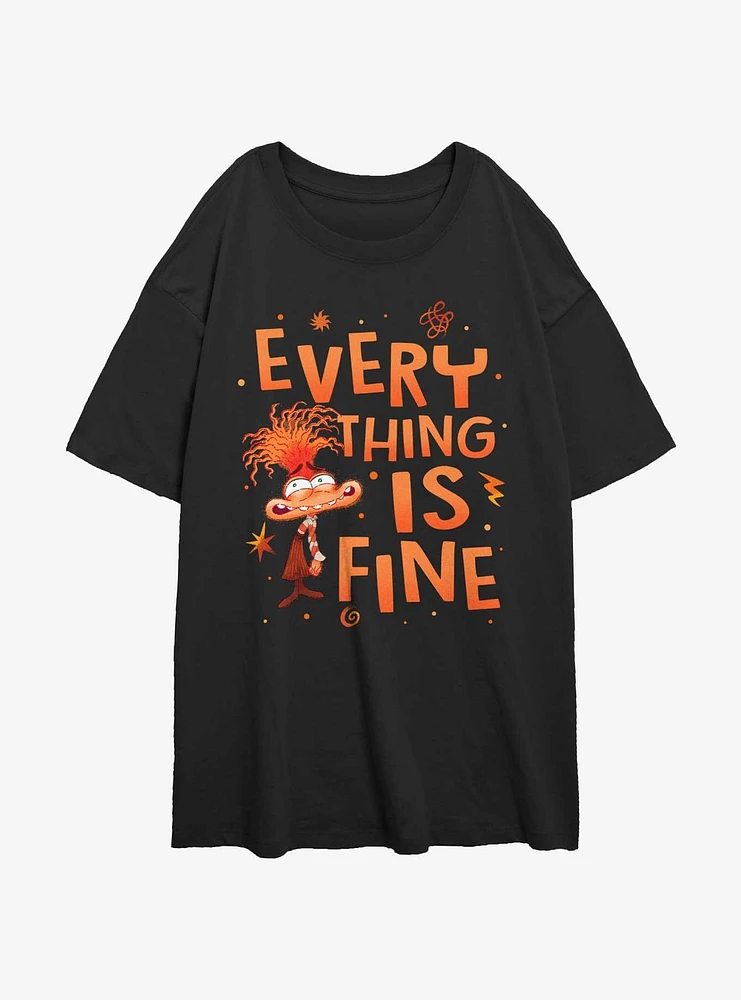 Disney Pixar Inside Out 2 This Is Fine Womens Oversized T-Shirt