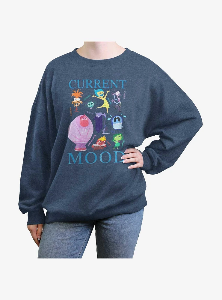 Disney Pixar Inside Out 2 Current Mood Womens Oversized Sweatshirt