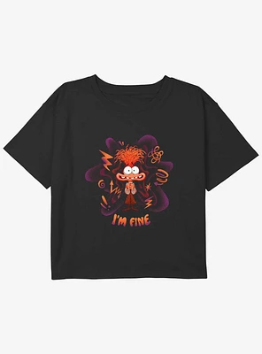 Disney Pixar Inside Out 2 Anxiety I Am Fine Girls Boxy Crop T-Shirt