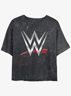 WWE Chrome Logo Mineral Wash Womens Crop T-Shirt