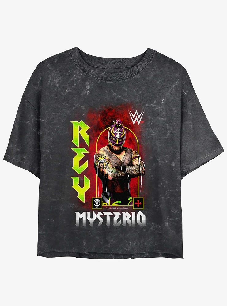 WWE Rey Mysterio Mineral Wash Womens Crop T-Shirt