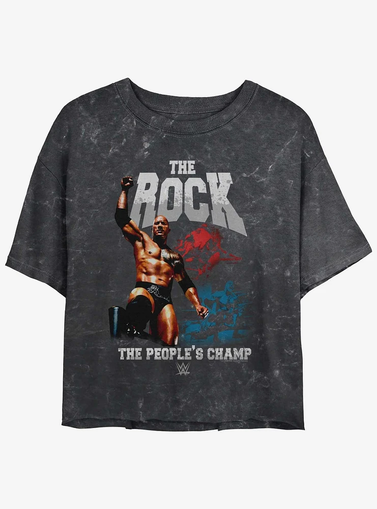 WWE The Rock People's Champ Mineral Wash Womens Crop T-Shirt