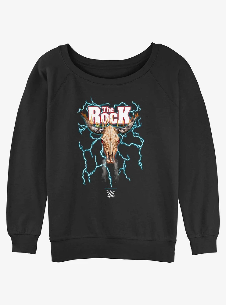 WWE The Rock Bull Skull Womens Slouchy Sweatshirt