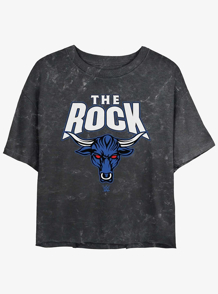 WWE The Rock Logo Mineral Wash Womens Crop T-Shirt