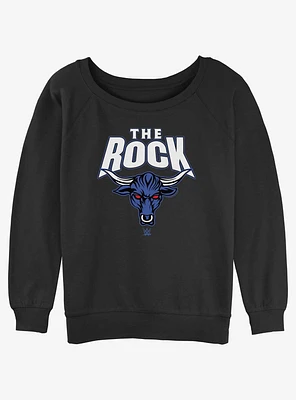 WWE The Rock Logo Womens Slouchy Sweatshirt
