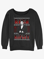 WWE Rhea Ripley Ugly Sweater Pattern Womens Slouchy Sweatshirt