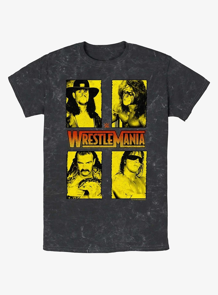 WWE WrestleMania Legends The Undertaker Ultimate Warrior Jake Thee Snake and Bret Hart Mineral Wash T-Shirt