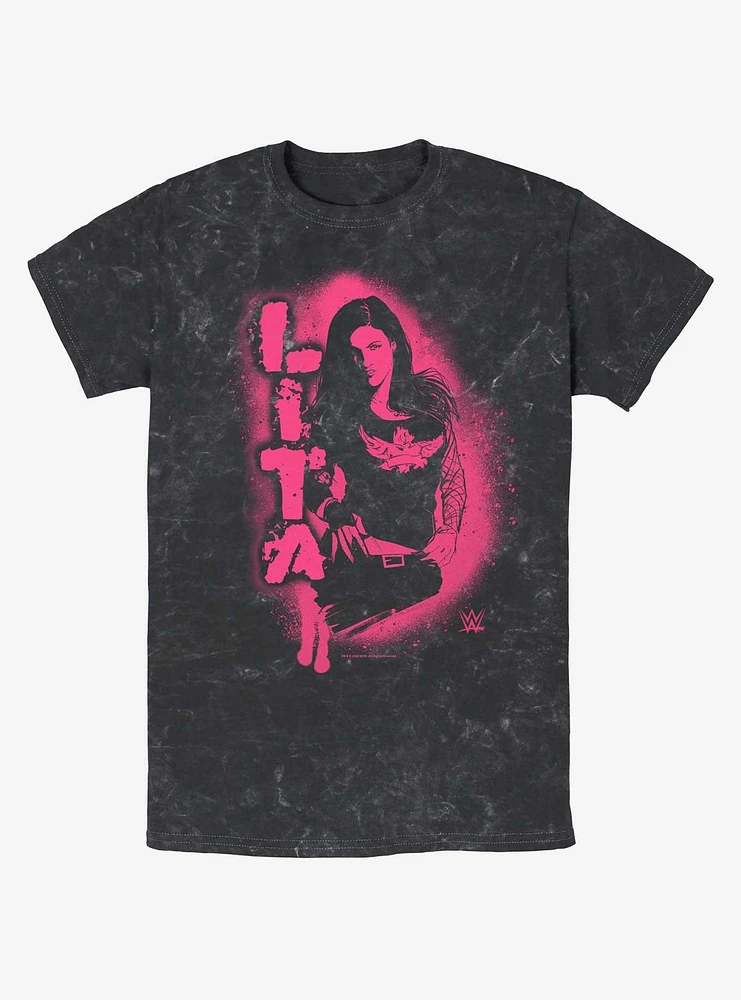 WWE Lita Stencil Portrait Mineral Wash T-Shirt