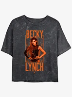 WWE Becky Lynch Portrait Logo Mineral Wash Womens Crop T-Shirt