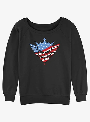 WWE Cody Rhodes American Nightmare Skull Womens Slouchy Sweatshirt