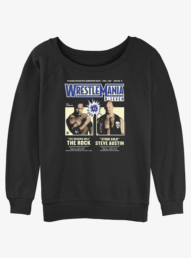 WWE WrestleMania X7 The Rock Vs Steve Austin Womens Slouchy Sweatshirt