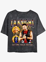 WWE LA Knight Let Me Talk To Ya Collage Mineral Wash Womens Crop T-Shirt