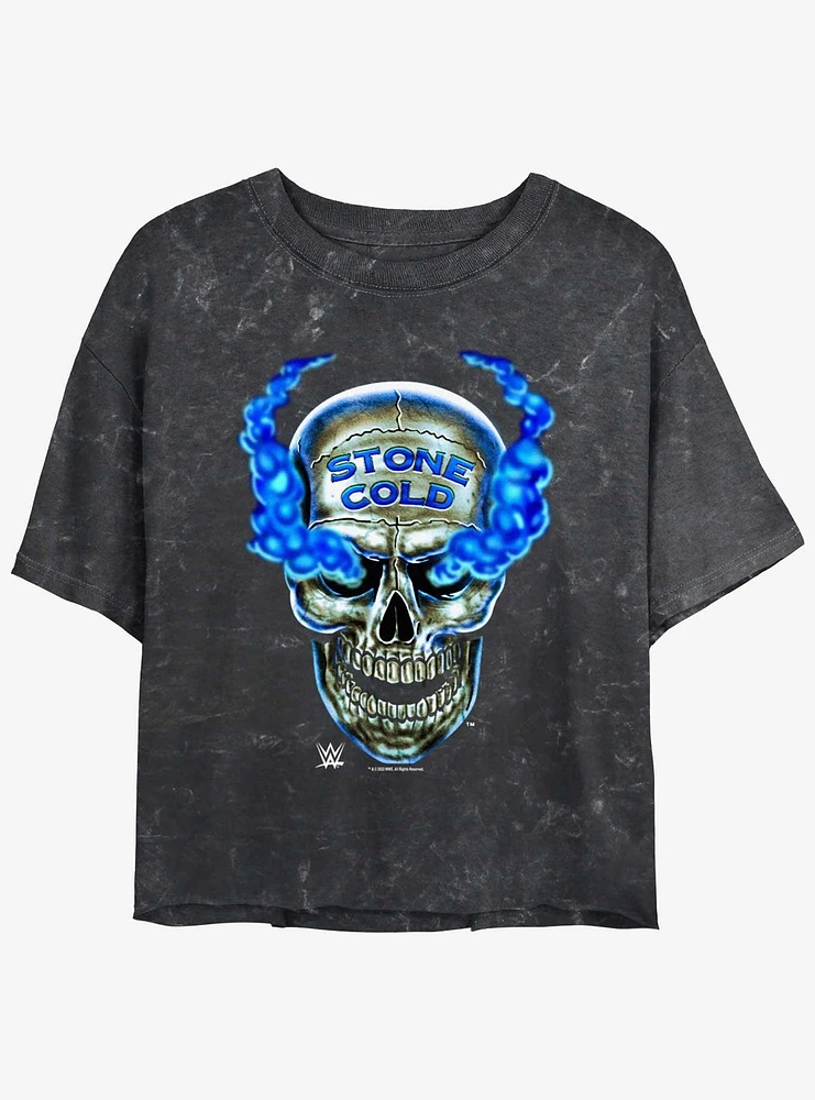 WWE Austin 316 Skull Mineral Wash Girls Crop T-Shirt