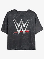 WWE Chrome Logo Mineral Wash Girls Crop T-Shirt