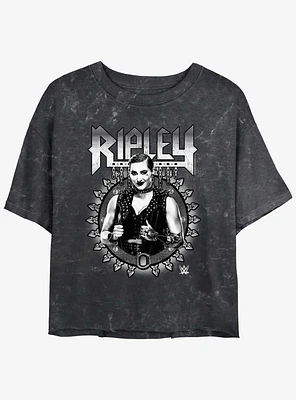 WWE Rhea Ripley Metal Mineral Wash Girls Crop T-Shirt