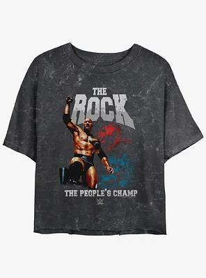 WWE The Rock People's Champ Mineral Wash Girls Crop T-Shirt