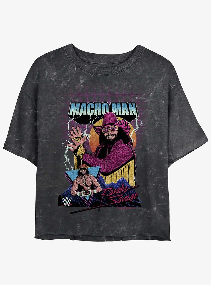 WWE Macho Man Randy Savage Mineral Wash Girls Crop T-Shirt