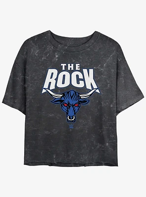 WWE The Rock Logo Mineral Wash Girls Crop T-Shirt