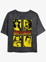WWE WrestleMania Legends The Undertaker Ultimate Warrior Jake Thee Snake and Bret Hart Mineral Wash Girls Crop T-Shirt