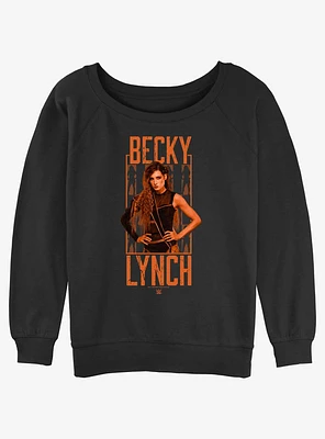 WWE Becky Lynch Portrait Logo Girls Slouchy Sweatshirt